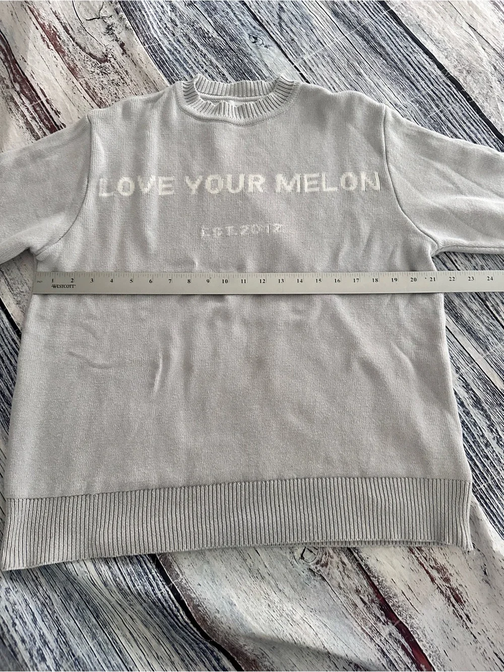 Love Your Melon Light Gray Logo Knit Sweater - Picture 8 of 9